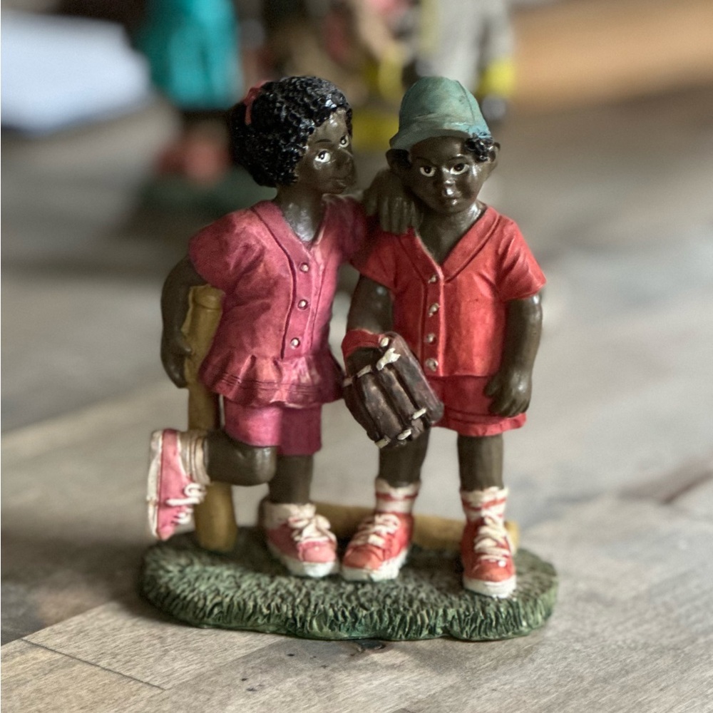 Young’s Inc African American kids baseball resin figurine